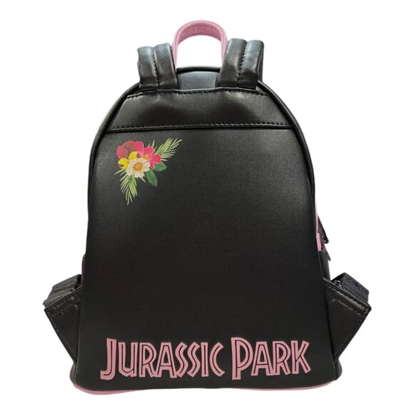 Exclusive Loungefly Jurassic Park Sequin Pink Floral Mini Backpack - Picture 4 of 5